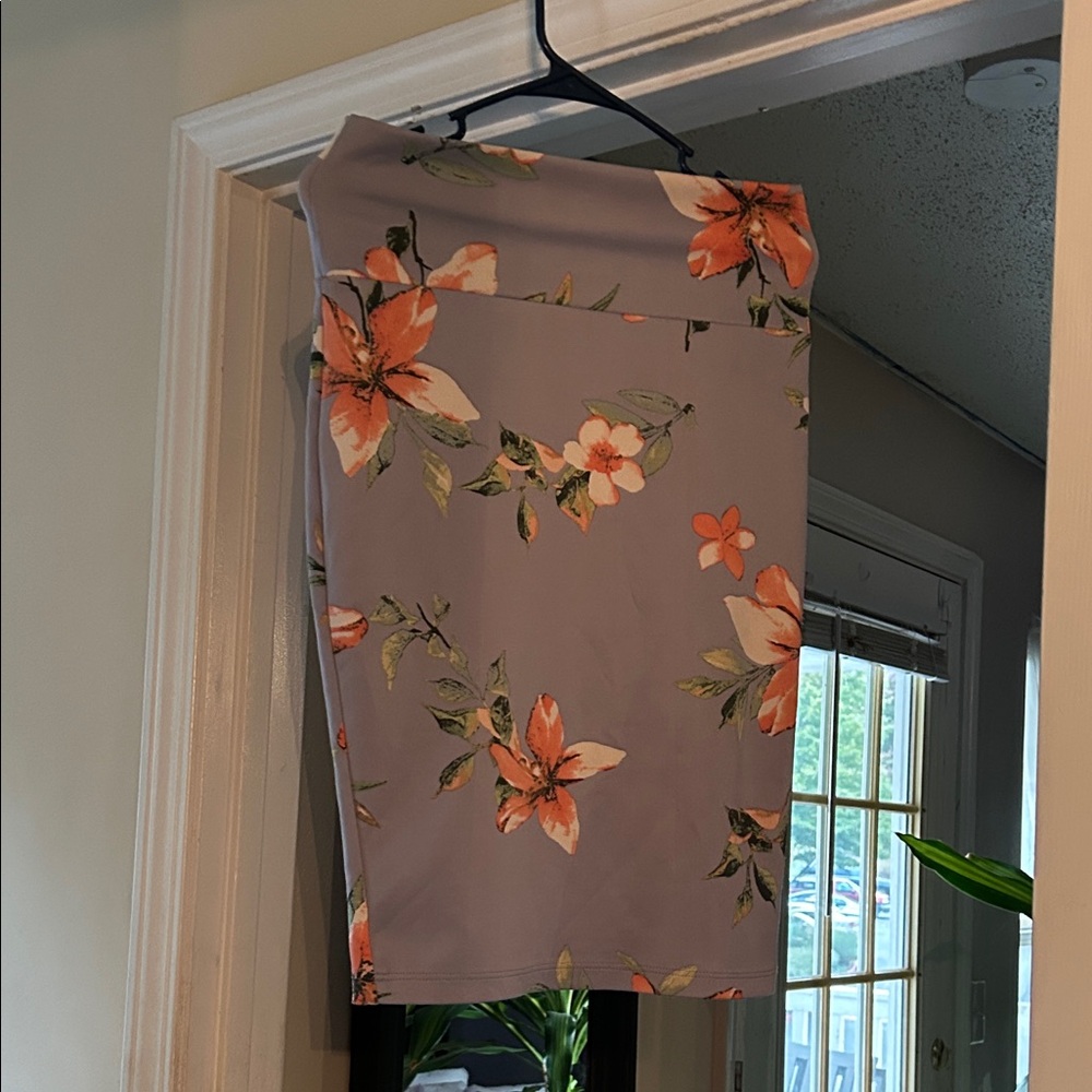 Floral Pencil Skirt in Lavender and Orange